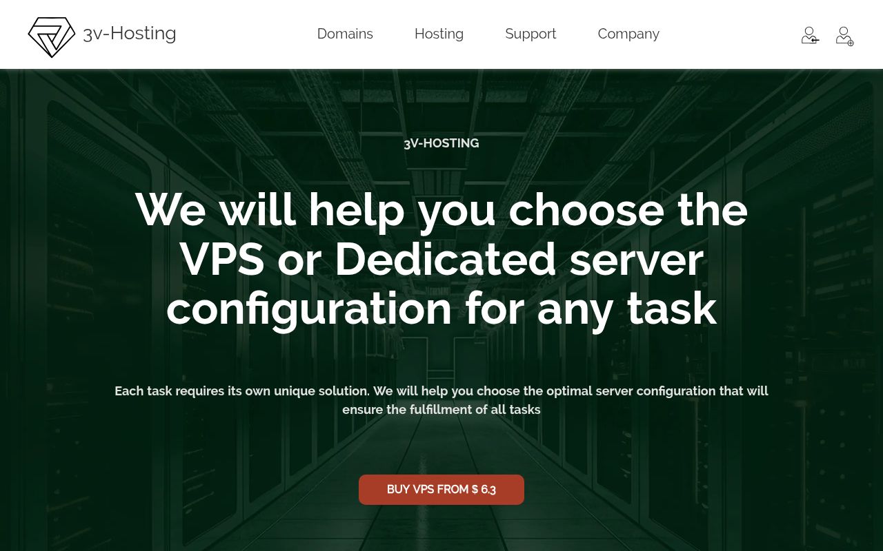 Website screenshot of 3v-hosting