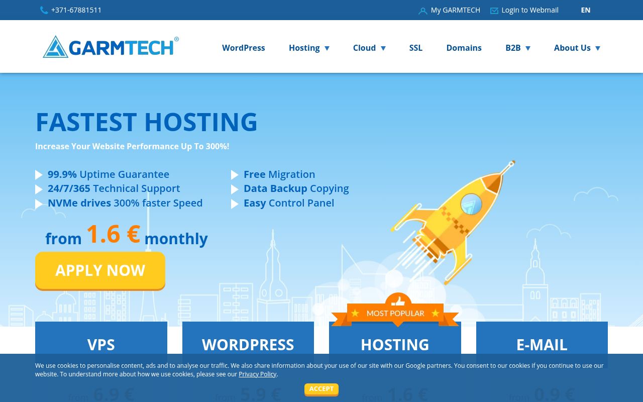 Website screenshot of GARMTECH