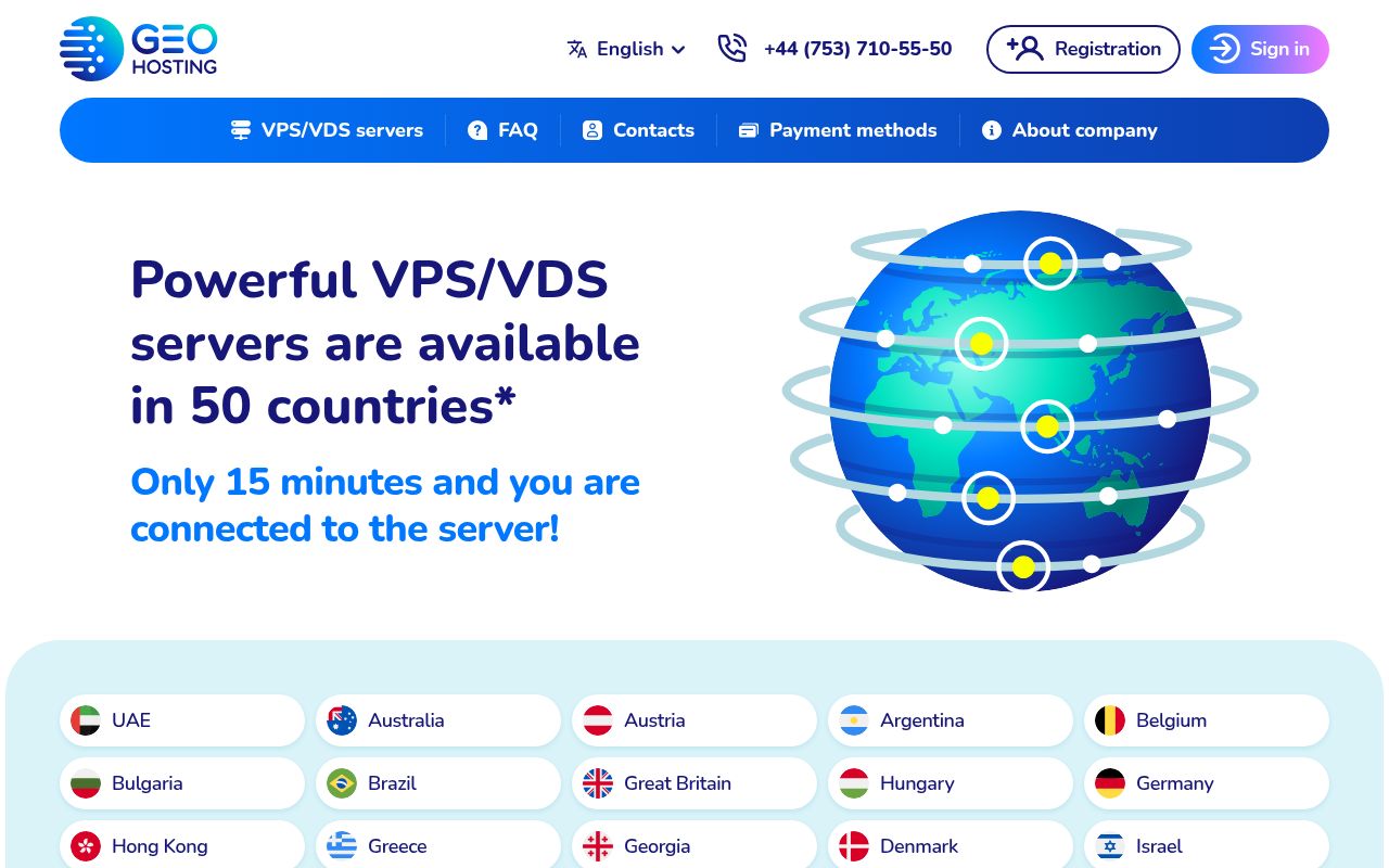 Website screenshot of GEO.Hosting