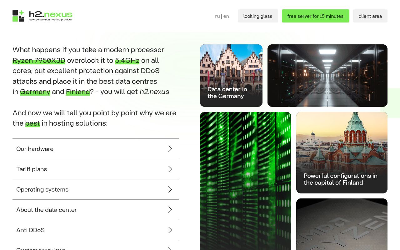 Website screenshot of h2.nexus
