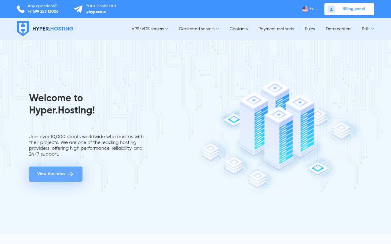 Website screenshot of Hyper Hosting