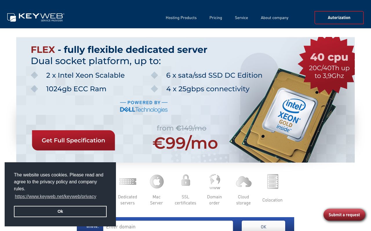 Website screenshot of KeyWeb