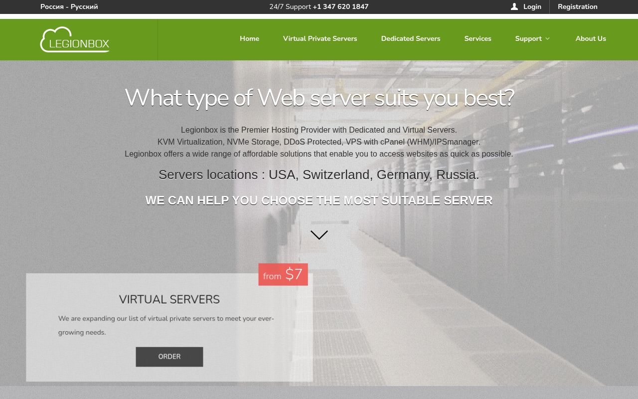 Website screenshot of Legionbox