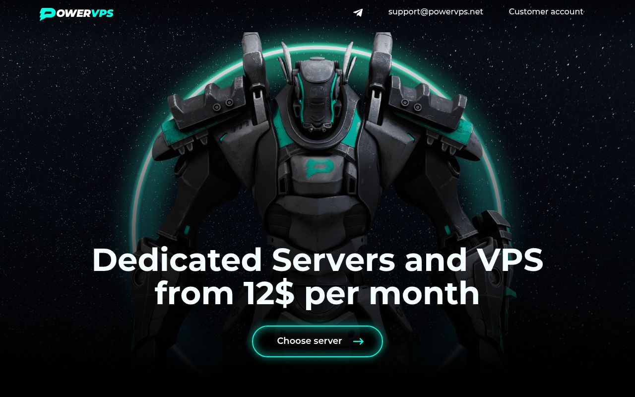 Website screenshot of PowerVPS