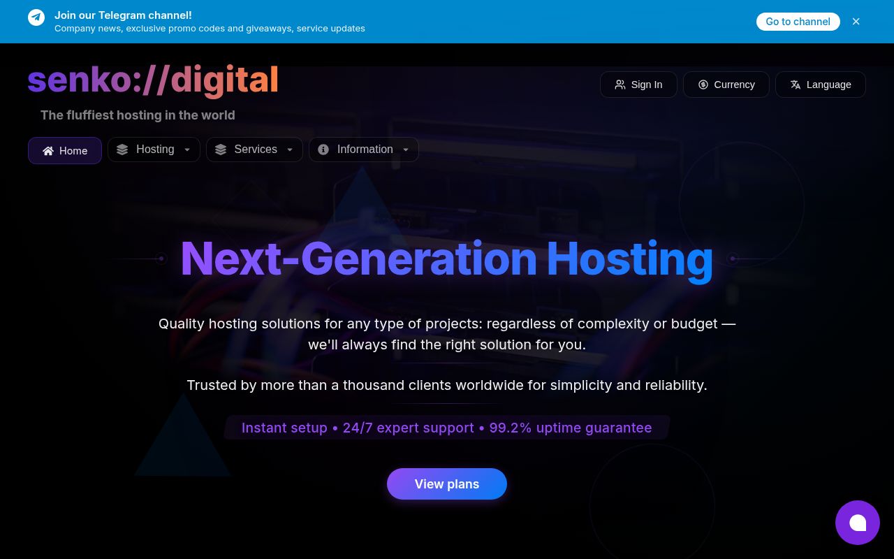 Website screenshot of Senko Digital