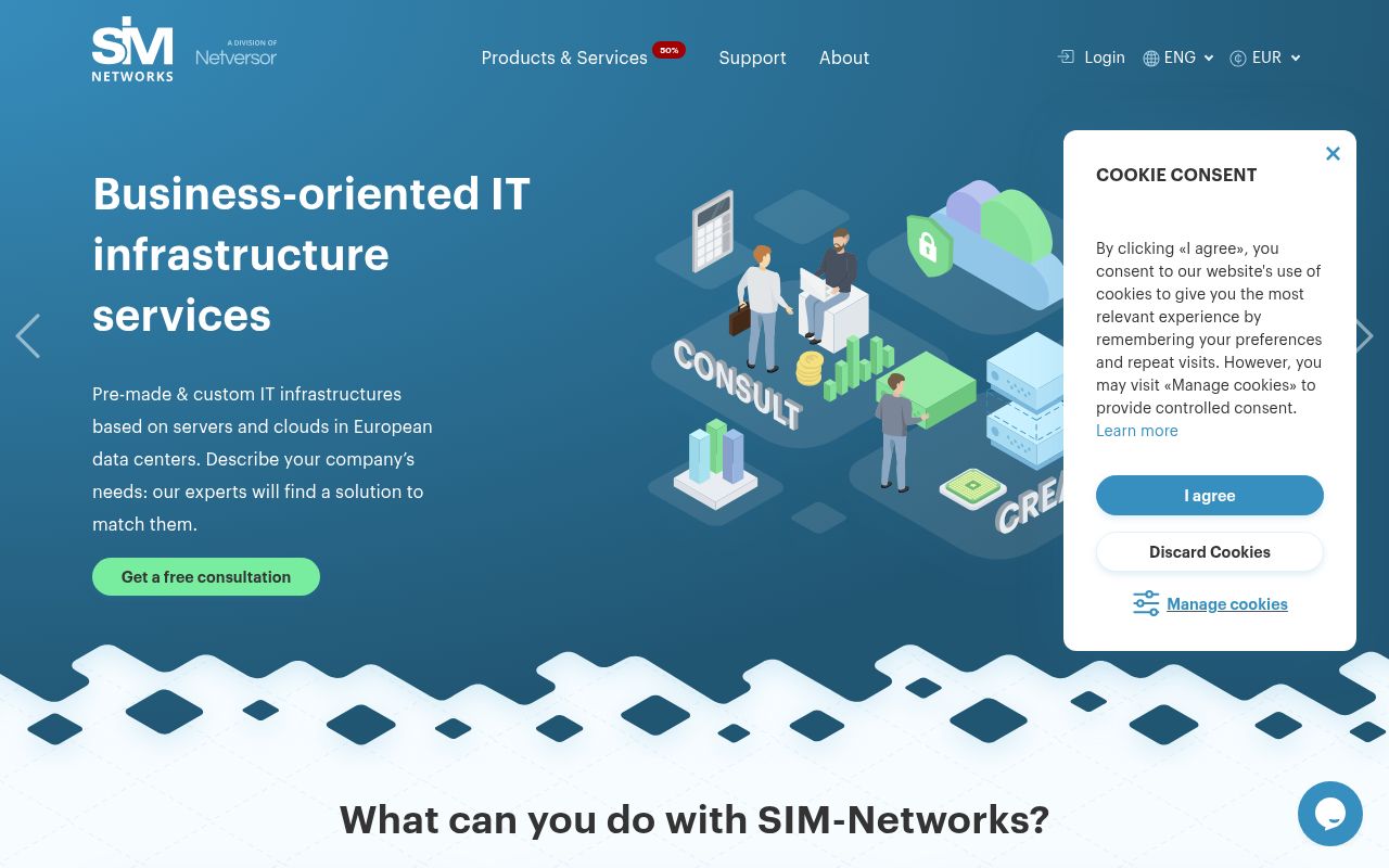 Website screenshot of SIM-NETWORKS