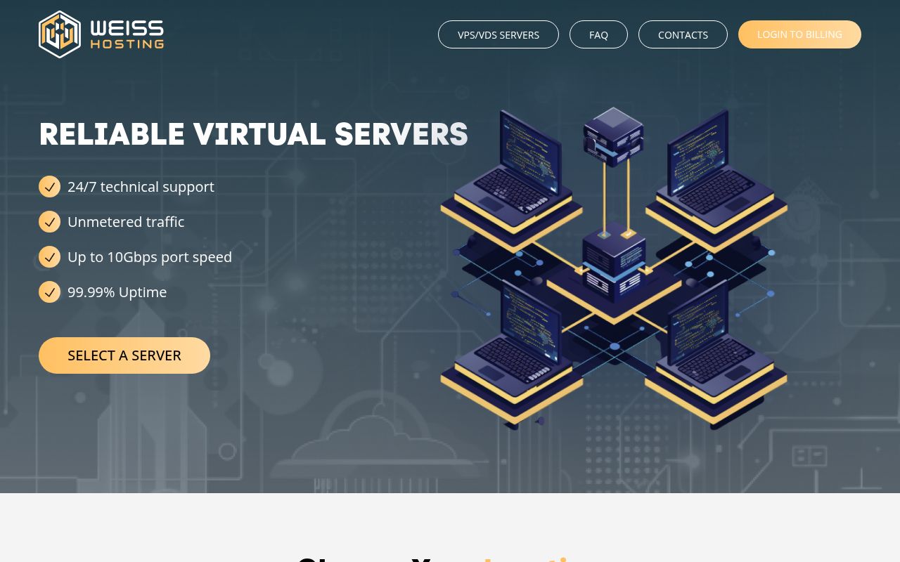 Website screenshot of Weiss.Hosting